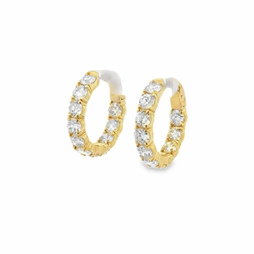 14K Yellow Gold Diamond Hoop Earrings - 4.53 Carats Brilliant Style