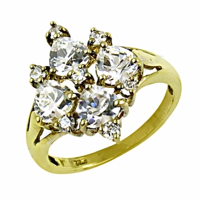 Stunning Cubic Zirconia Gemstone Ring - 925 Sterling Silver & Gold Plated Stylish Bauble