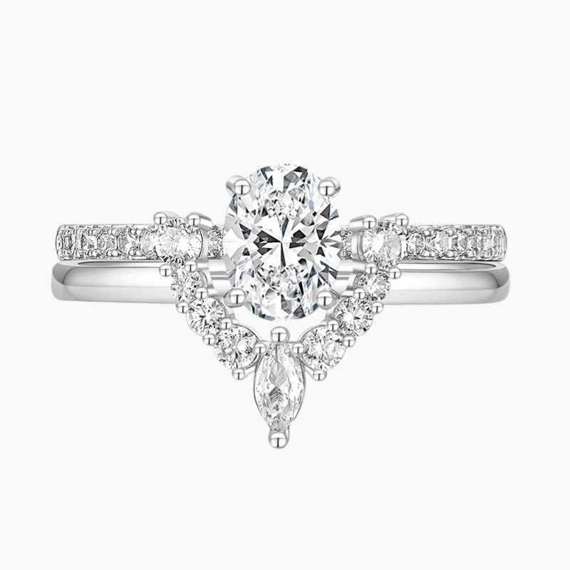 Oval Cut Cubic Zirconia Crown Engagement Commitment Rings for Women in Sterling Silver Chic Feature Unique Features