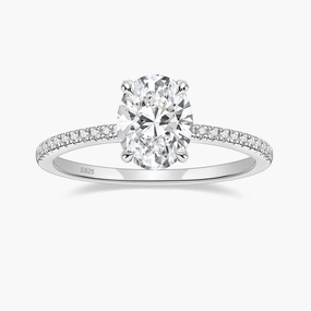 Bold Highlight Oval Cut Cubic Zirconia Engagement Ring