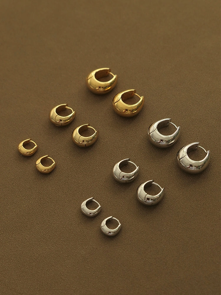 Stunning look Vibrant Piece Oval Huggie Hoop Earrings 3 Sizes