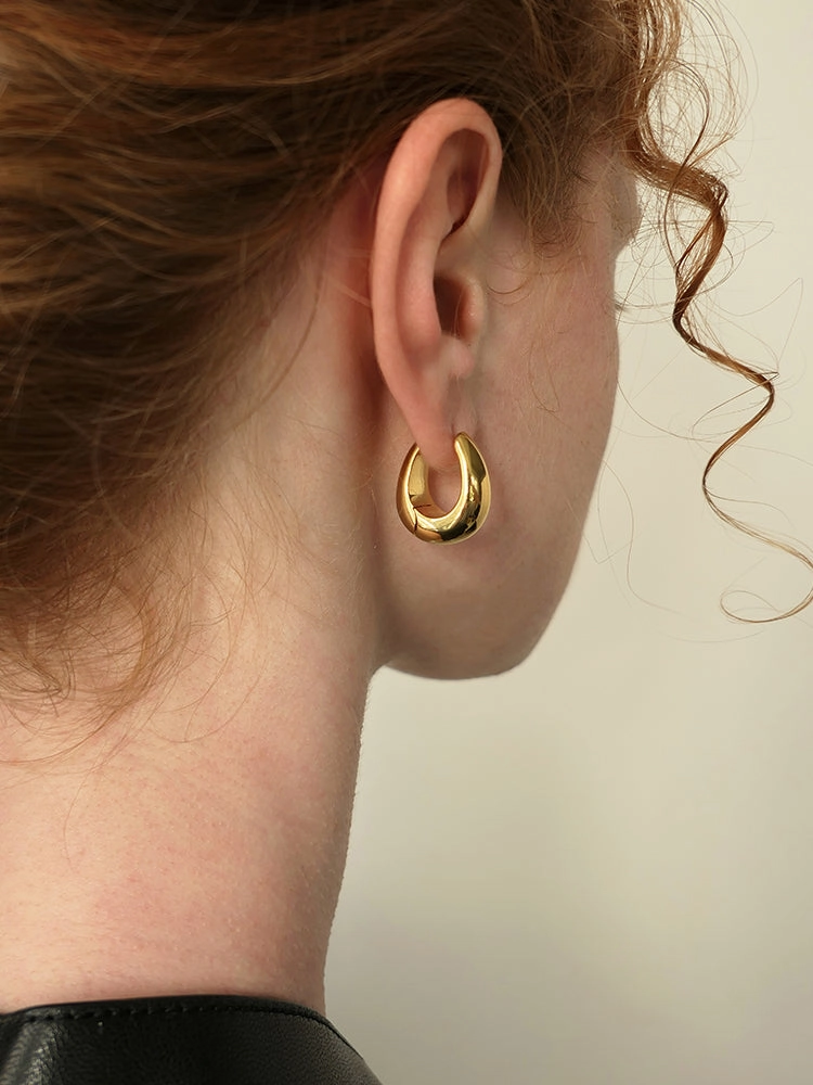 Oval Huggie Hoop Earrings 3 Sizes Metallic Embellishment Magnificent Piece