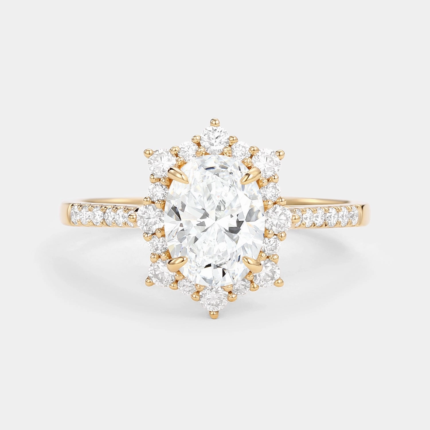 Oval Lab Grown Diamond Cluster Halo Engagement Ring Signature Highlight Everyday Style