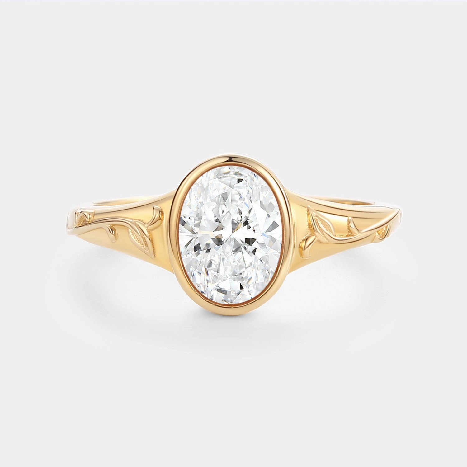 Oval Lab Grown Diamond Engraved Halo Engagement Ring - Gilt Radiant Moment Sophisticated Jewelry