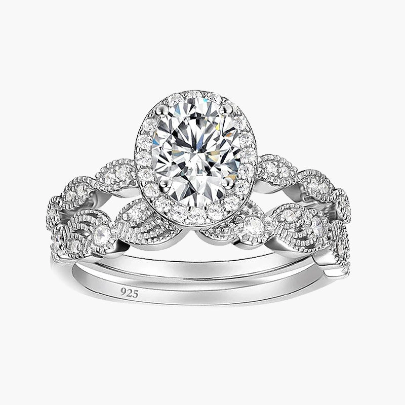 Light tone Oval Wedding Ring Sets For Women