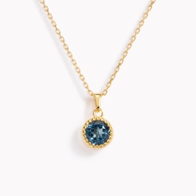 September Birthstone Necklace - London Blue Topaz Romantic Mood Mother Detail