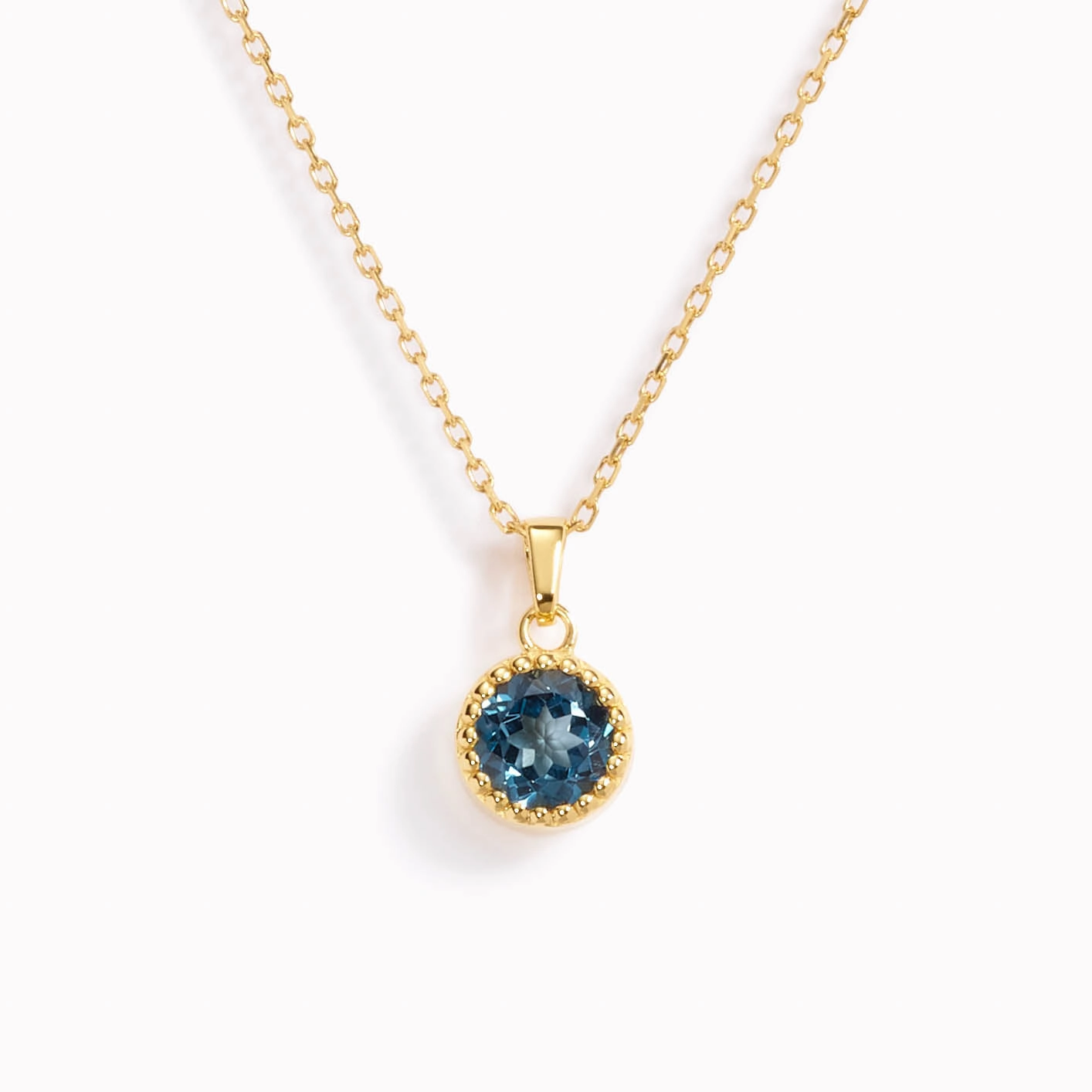 September Birthstone Necklace - London Blue Topaz Romantic Mood Mother Detail