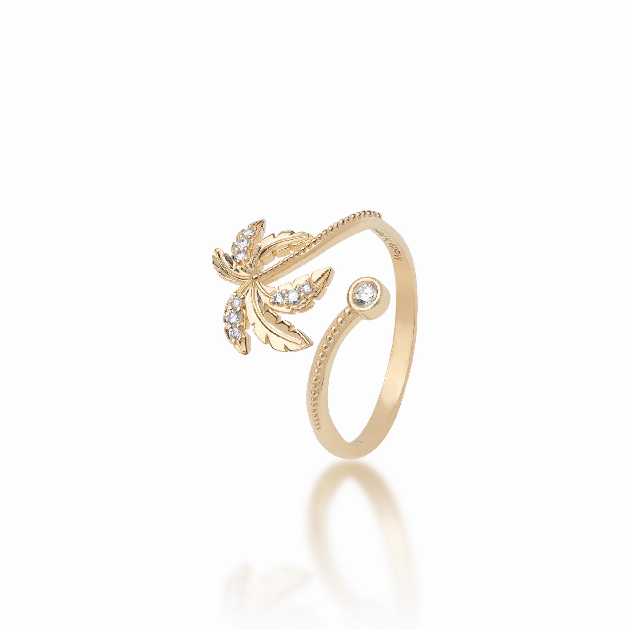 Paradise Palms - Palm Tree Ring in Gold with Diamonds - 18mm Millennium Style
