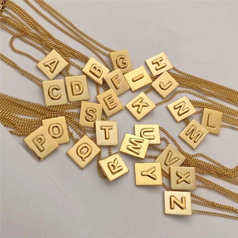 Rarely Worn Piece Parisian Initial Square Pendant Necklace 18K