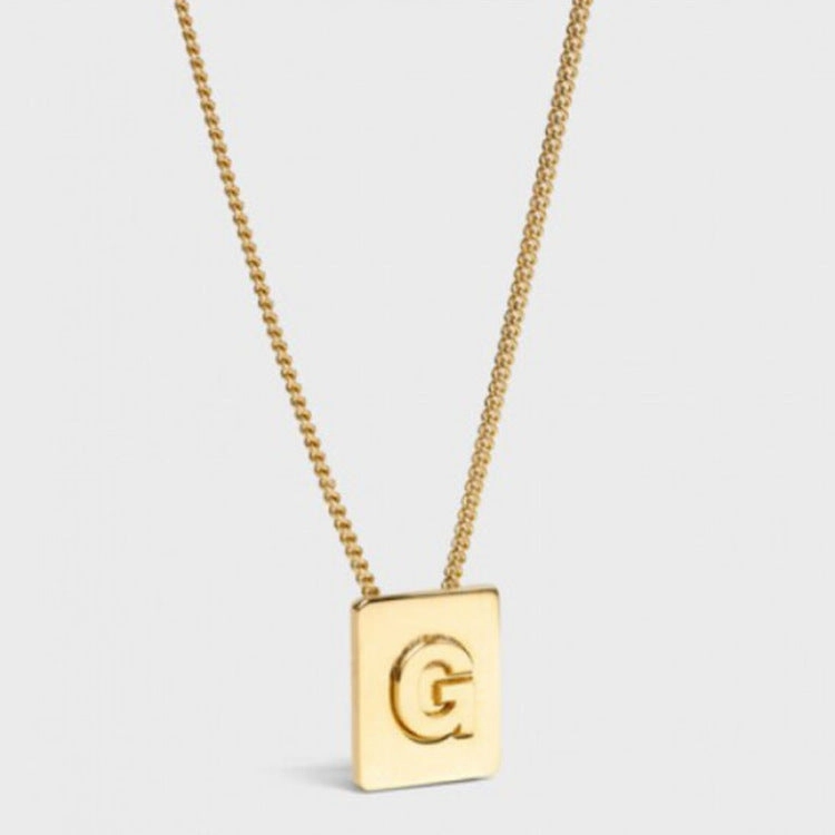 Value Present High-End Item Parisian Initial Square Pendant Necklace 18K