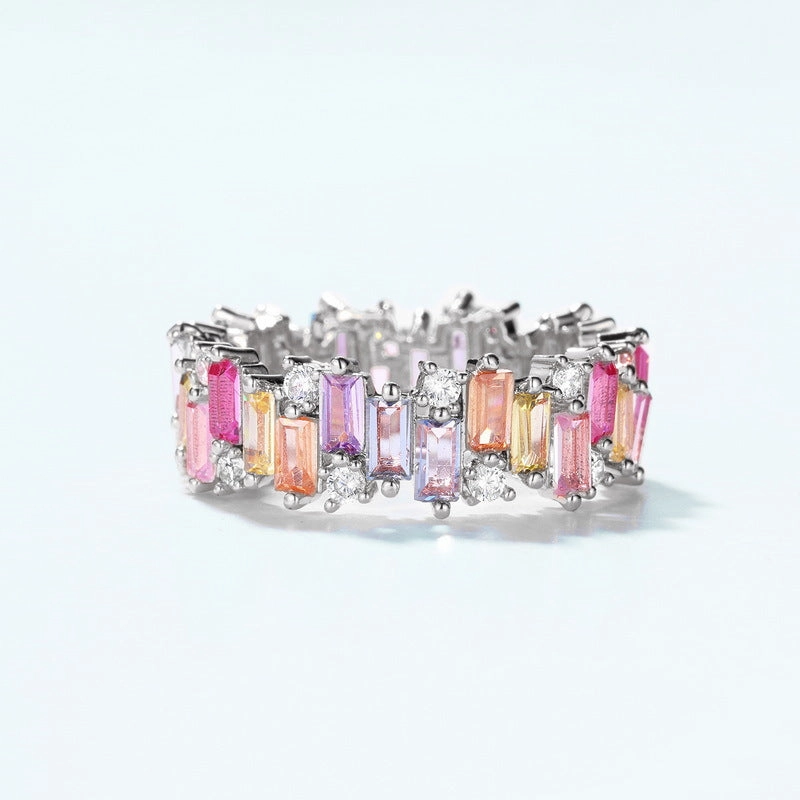 Soft Statement Charming Gifts Pastel Rainbow Ring Band | S925