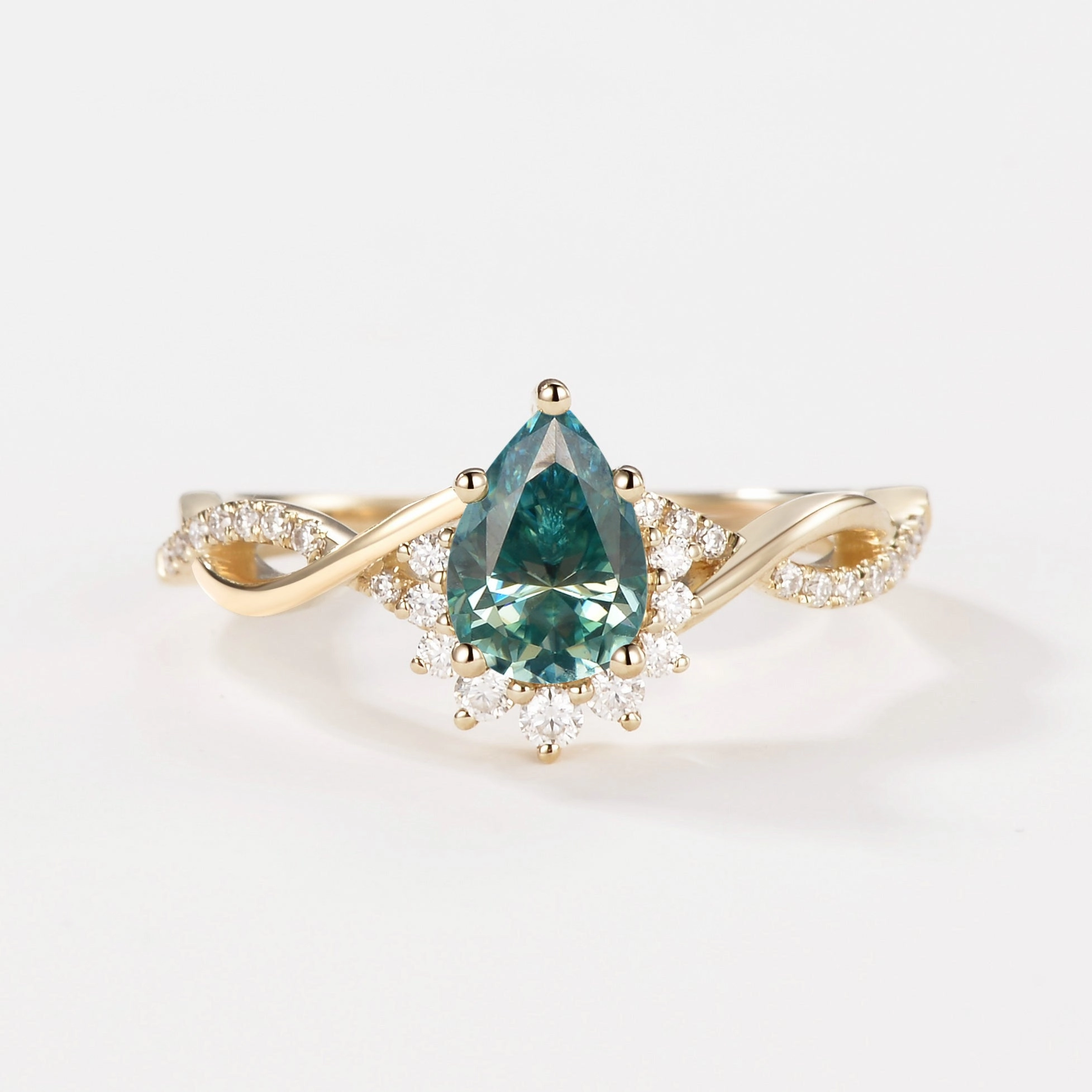 Pear Moissanite Infinity Engagement Ring Formal Event Romantic Finish