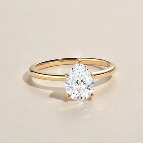 Pear Shaped Lab Grown Diamond Classic Solitaire Ring Subtle Elegance