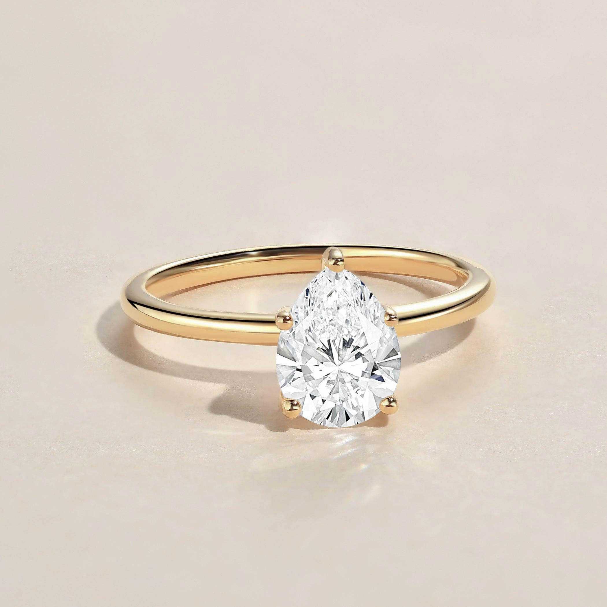 Muted Elegance Pear Shaped Lab Grown Diamond Classic Solitaire Ring