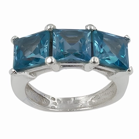 Adjustable size Charming Blue CZ Gemstone Silver Ring | Faceted 925 Silver Rings