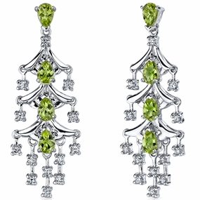 Peridot Earrings Sterling Silver Pear Shape 4 Carats Straight Ornament