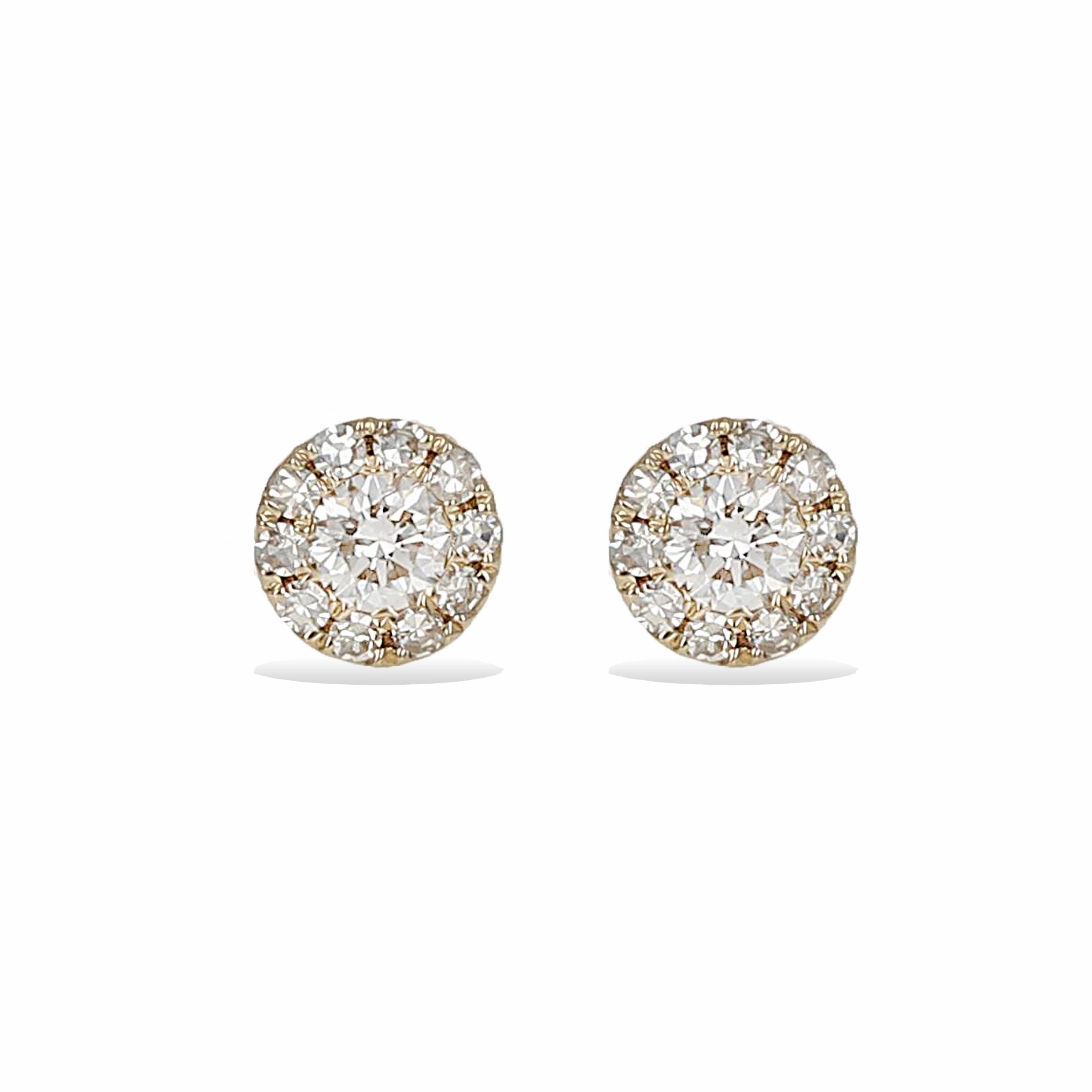 Petite Gold Diamond Halo Stud Earrings Fashionable Detail All Day Wear