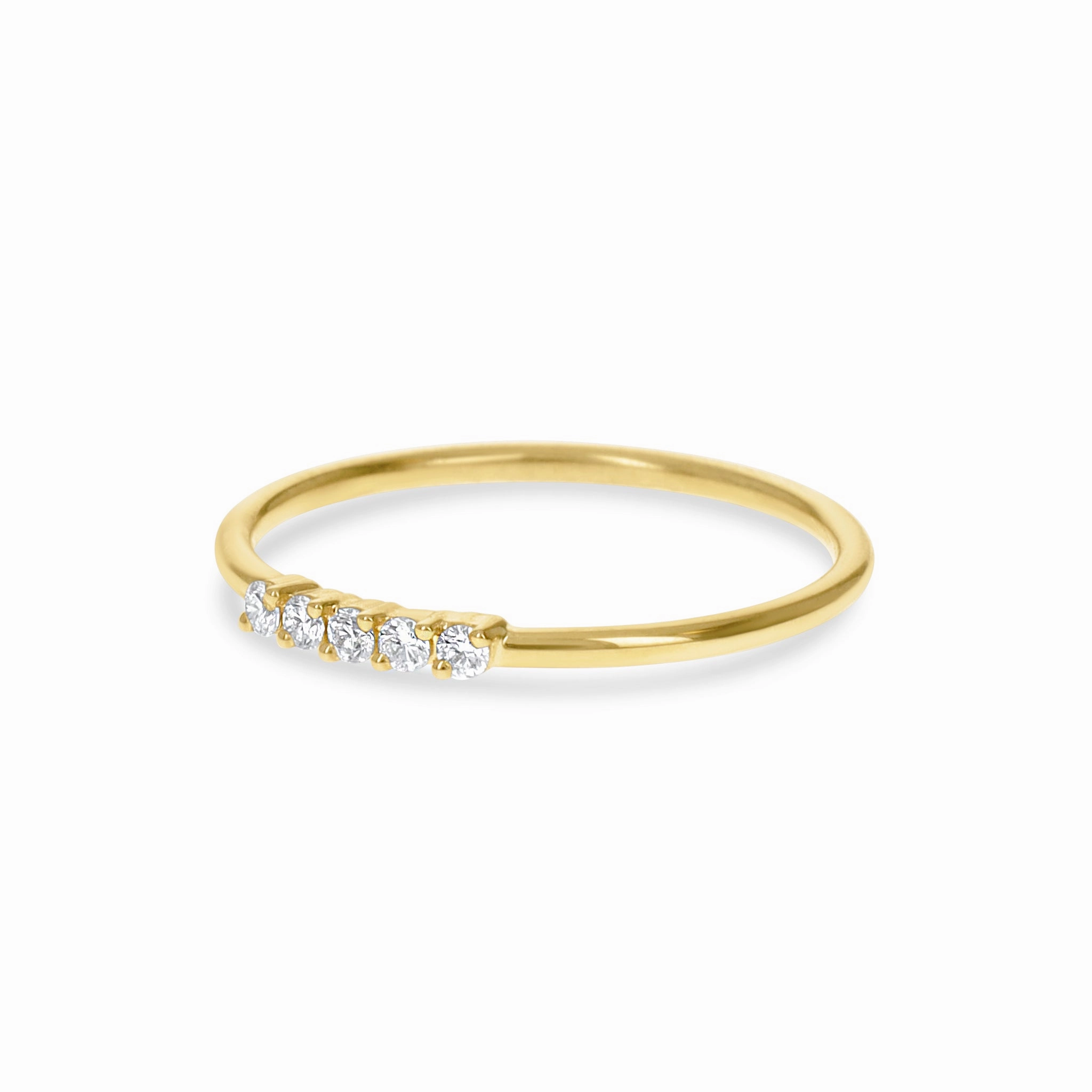 Petite Gold Diamond Ring Muted Finish Smooth Glow