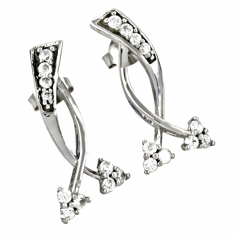 Handmade Sterling Silver Cubic Zirconia Earrings for Party Wear Lightweight Essential