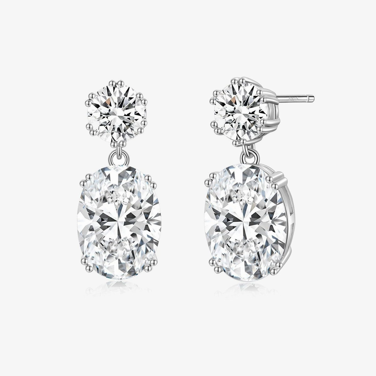 Fine Accent Street Chic Petite Oval CZ Drop Earrings