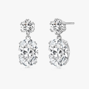 Fine Accent Street Chic Petite Oval CZ Drop Earrings
