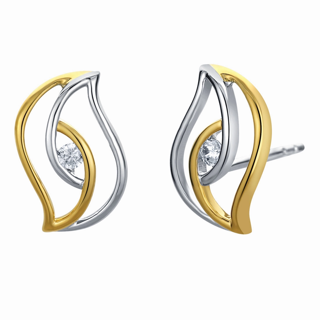 Winter Trinket Two-Tone Sterling Silver Double Swirled Teardrop Earrings