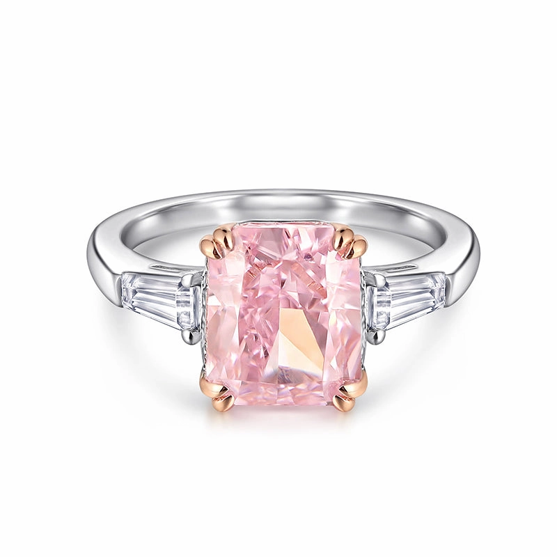 Pink Baguette Sterling Silver Ring Everyday Luxury Trendy Appeal