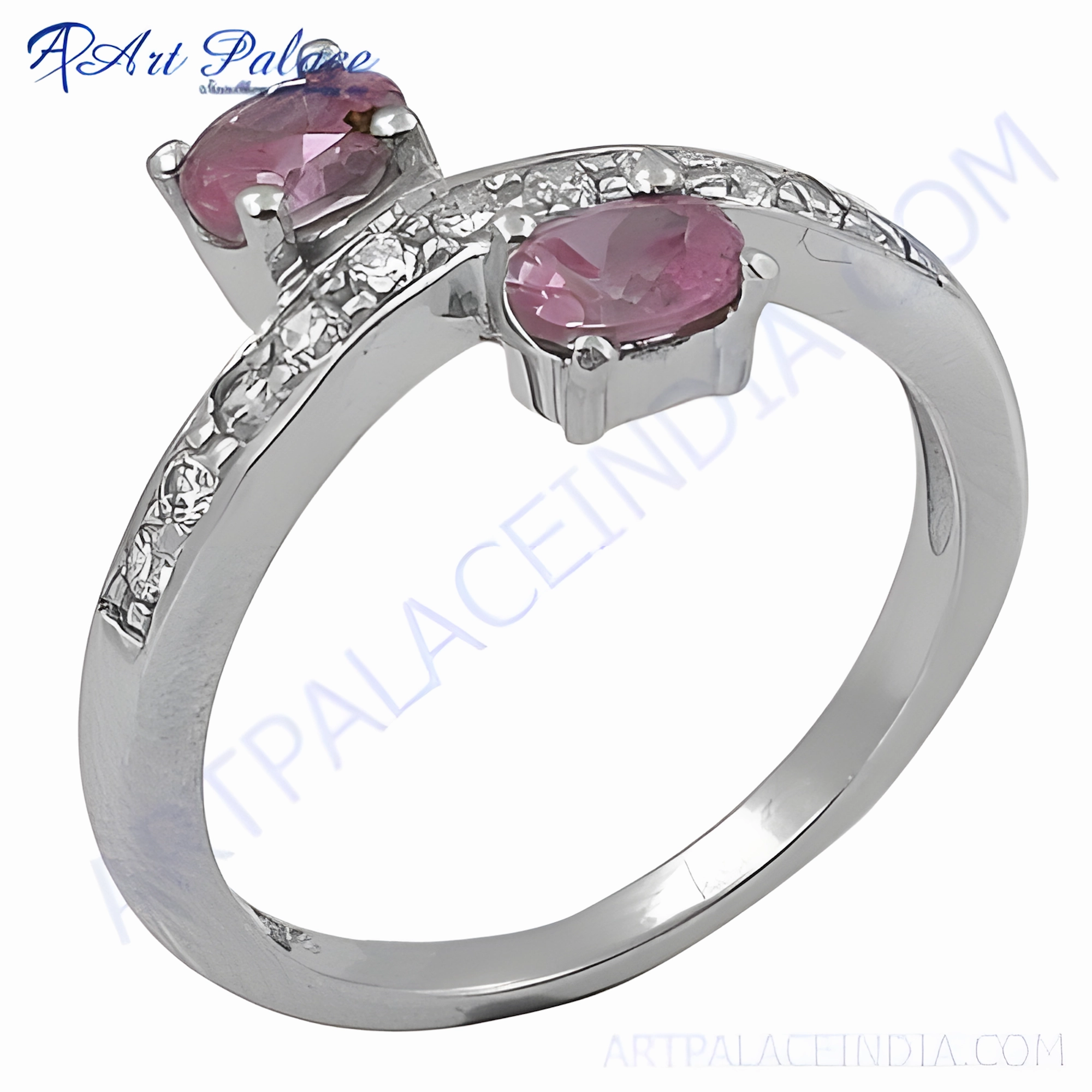 Asymmetric Balance Superior Craftsmanship Stunning Pink Cubic Zirconia Silver Ring - Fashion CZ Rings New Arrival