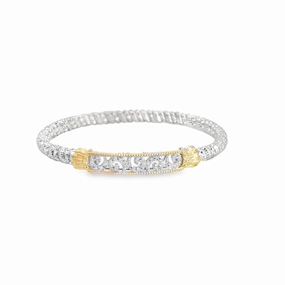 Style Statement 14K Yellow Gold and Sterling Silver Diamond Bangle Bracelet