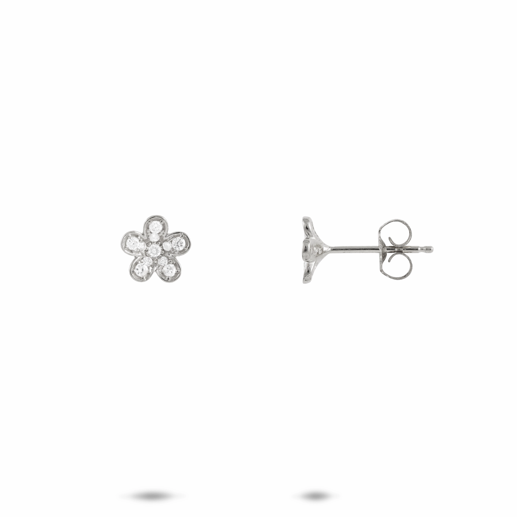 Plumeria Earrings in White Gold with Diamonds - 7mm Attractive Aesthetic