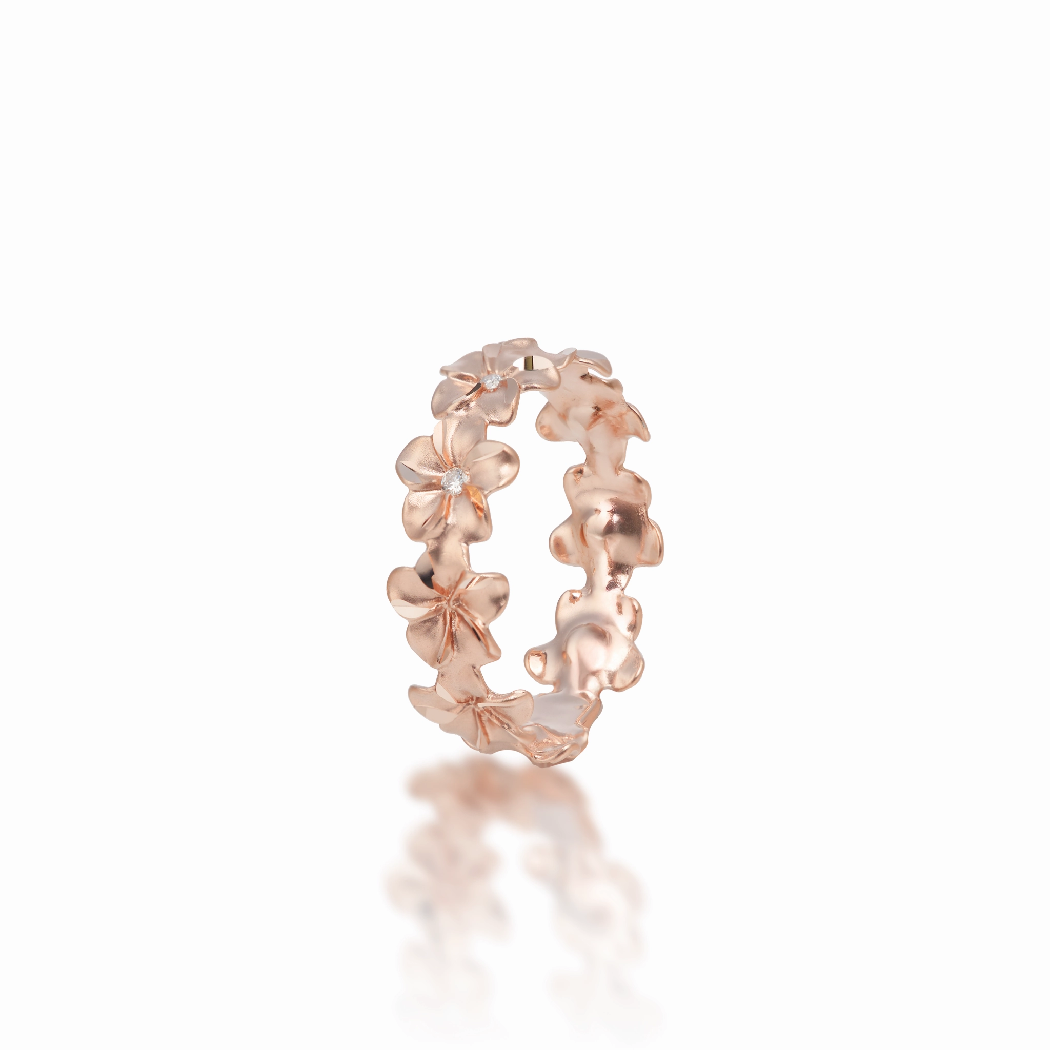Plumeria Eternity Ring in Rose Gold with Diamonds - 6mm Party fashion Everyday Choice