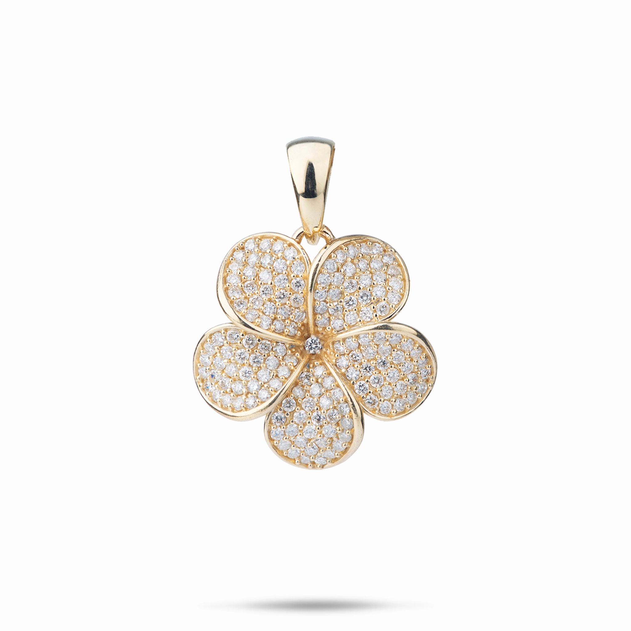 Plumeria Pendant in Gold with Diamonds - 20mm Splendid Shine