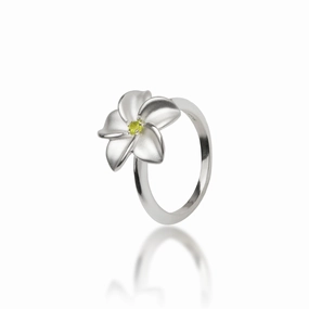 Timeless Item Plumeria Peridot Ring in Sterling Silver - 15mm