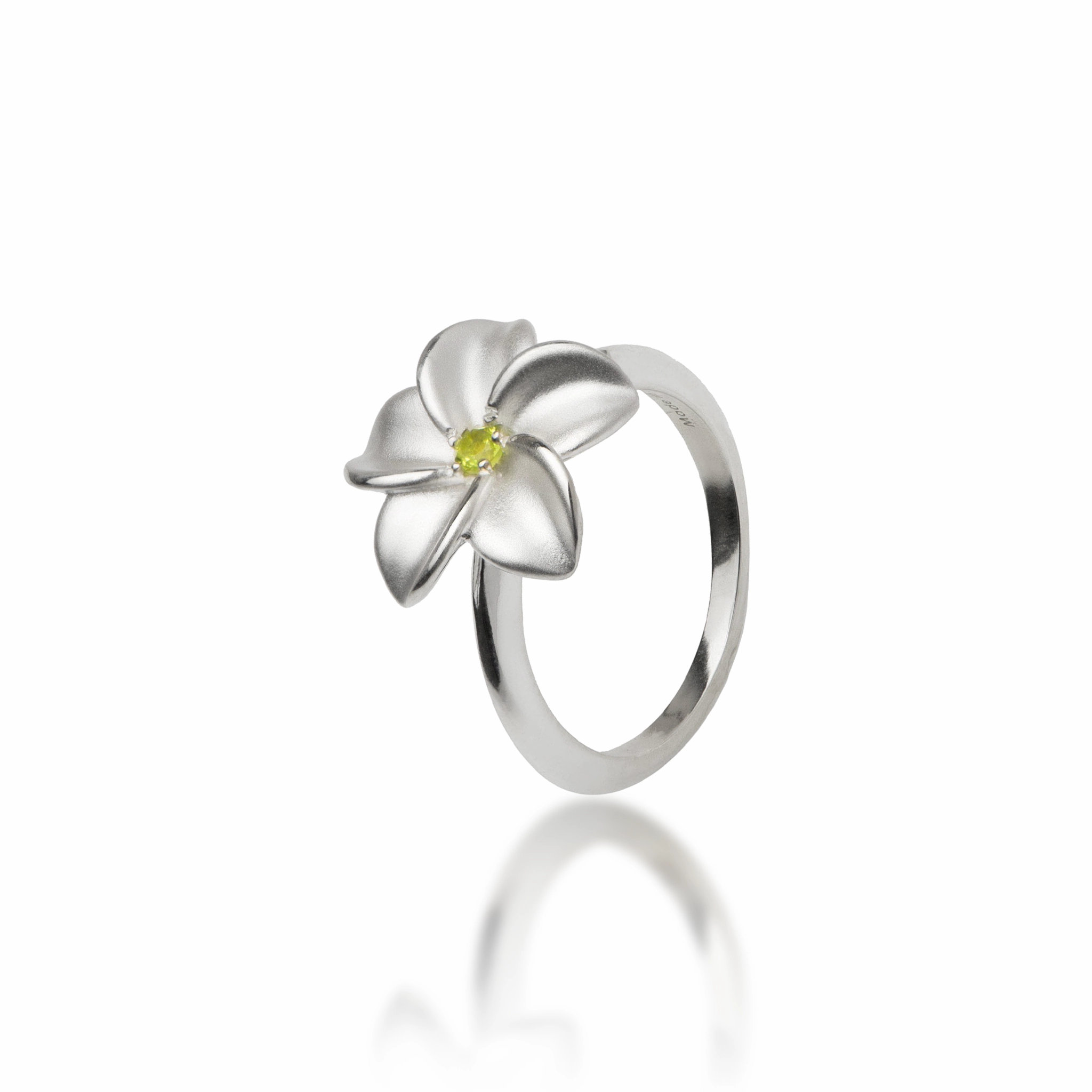 Plumeria Peridot Ring in Sterling Silver - 15mm Value Object Vintage Accessory