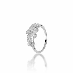 Plumeria Ring in White Gold with Diamonds - 10mm Emotional Significance