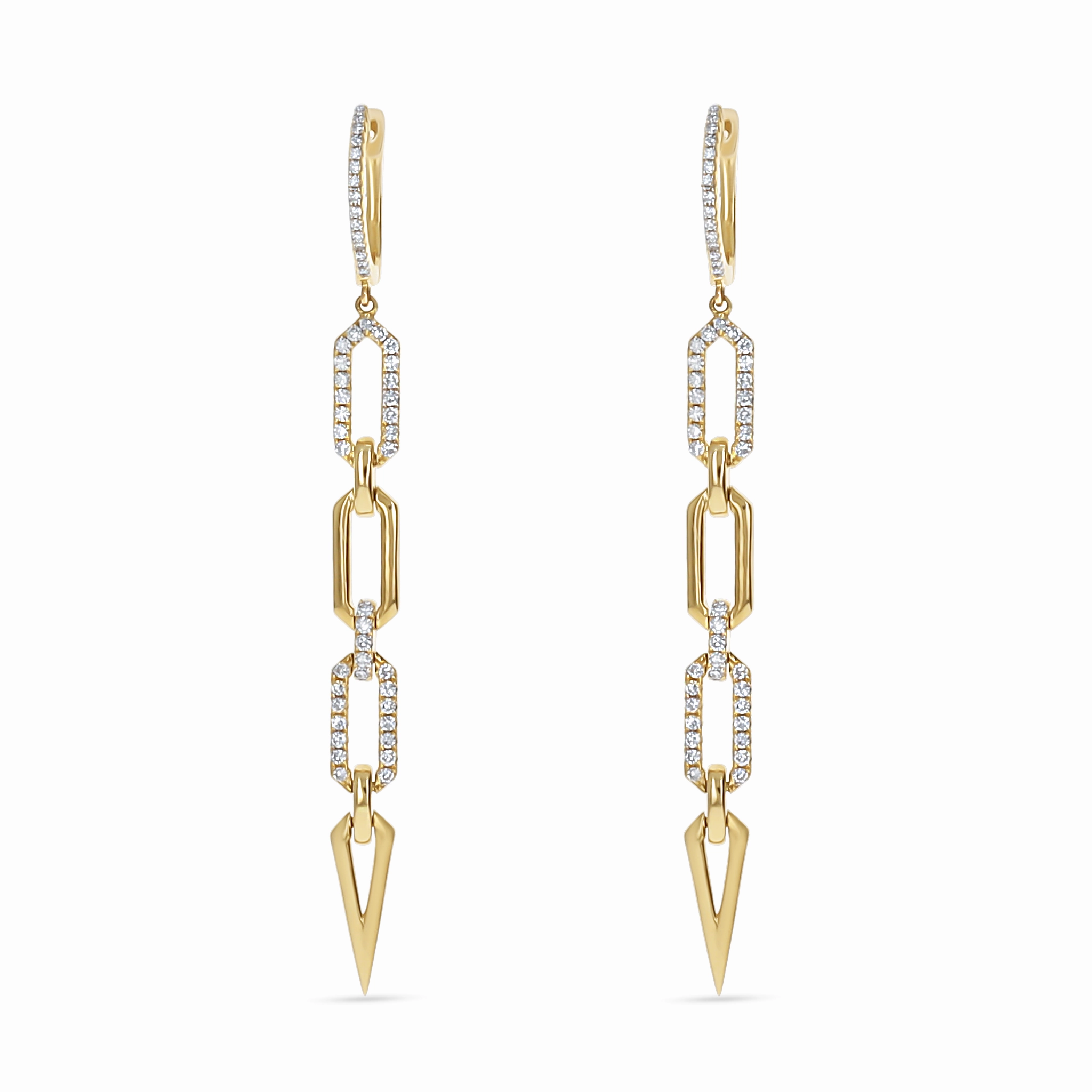 Pointed Geometric Diamond Drop Earrings Rich Color