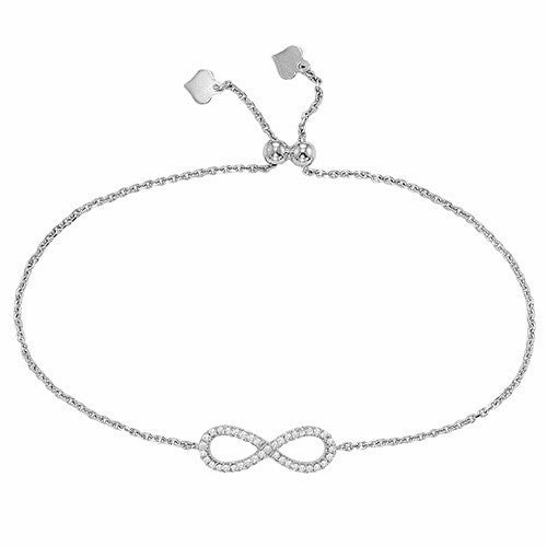 Sterling Silver Crystal Infinity BOLO Bracelet Gifting Vibes