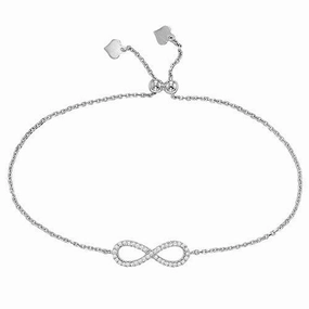Sterling Silver Crystal Infinity BOLO Bracelet Gifting Vibes