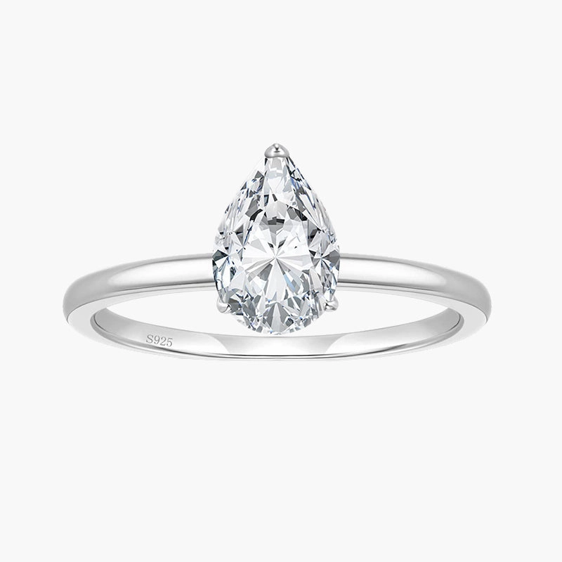 Lustrous Edge 2CT 925 Sterling Silver Teardrop Engagement Rings