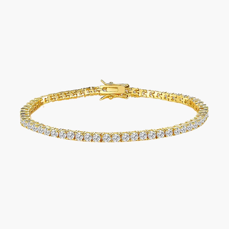 Artisan Finish Glitter Finish 18K Gold Plated Cubic Zirconia Classic Tennis Bracelet