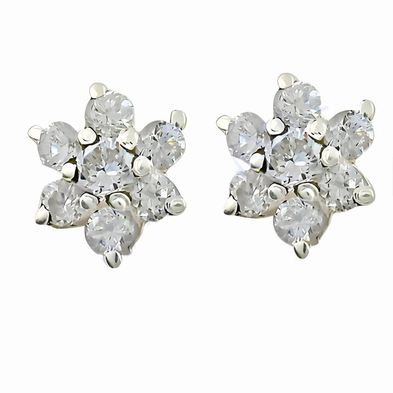 Trendy Appearance Minimalist Aesthetic Flower Style Cubic Zirconia Silver Gemstone Earrings - Elegant Jewelry