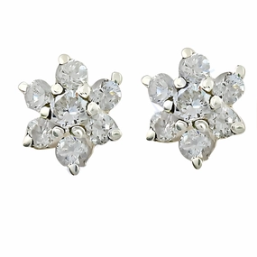 Trendy Appearance Minimalist Aesthetic Flower Style Cubic Zirconia Silver Gemstone Earrings - Elegant Jewelry