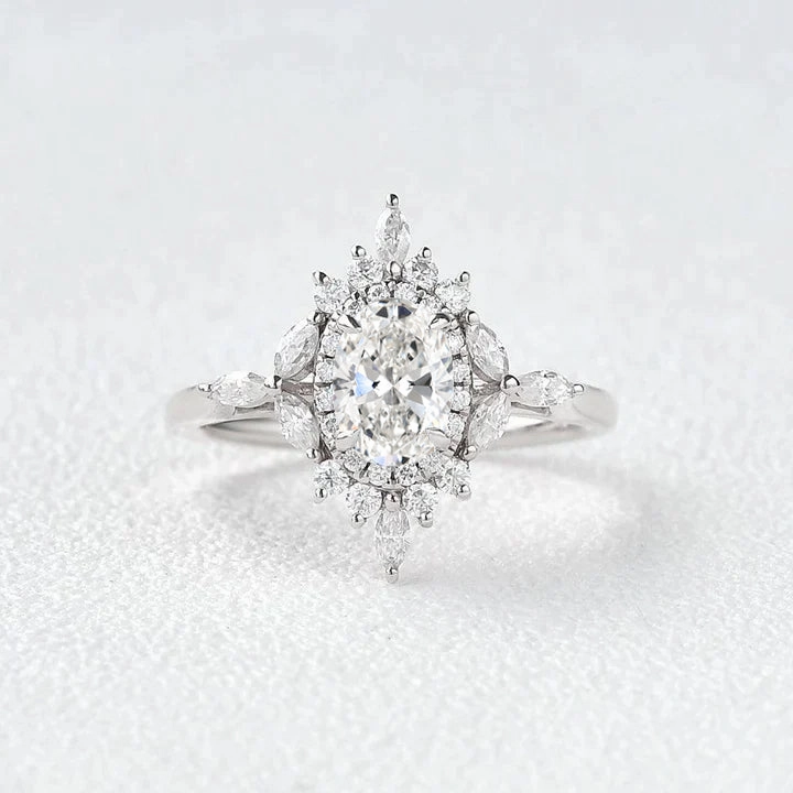 Bright Touch 1.0-2.0ct Oval Lab Grown Diamond Floral Vintage Ring