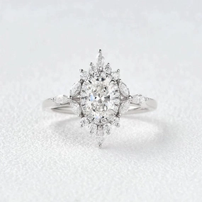 Bright Touch 1.0-2.0ct Oval Lab Grown Diamond Floral Vintage Ring