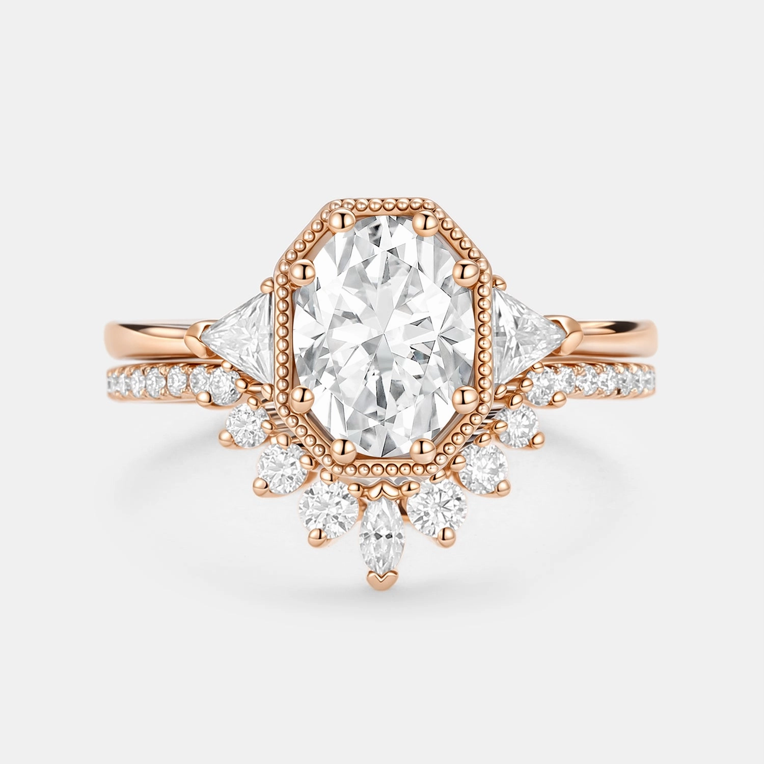 Geometric Moissanite Retro Style Ring Set 2pcs Modern Outfit Vibrant Jewelry