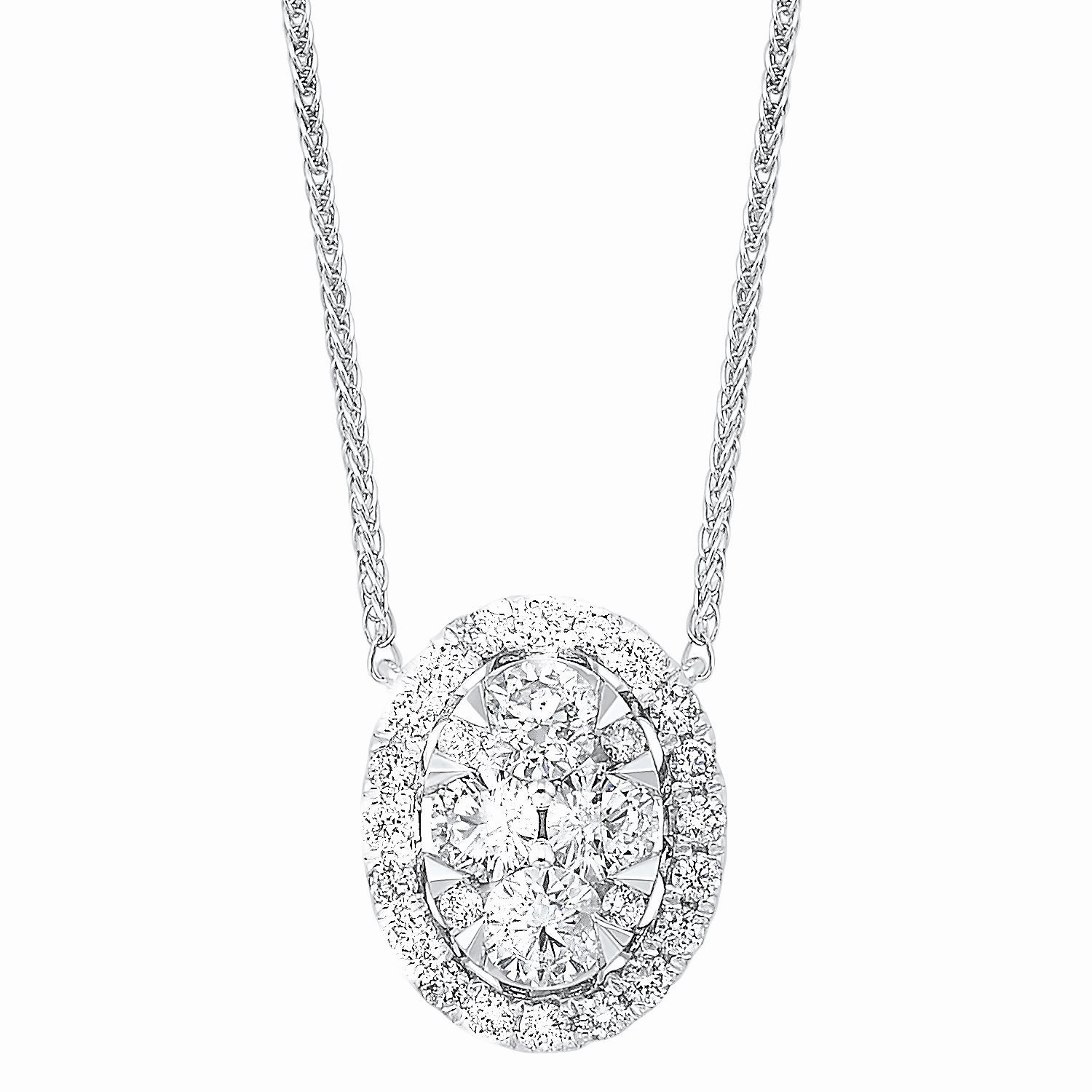 Fashion Craft Designer Craft Starbright Oval Diamond Necklace 1/2 Cttw 14K White Gold