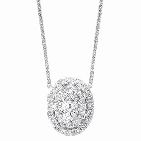 Fashion Craft Designer Craft Starbright Oval Diamond Necklace 1/2 Cttw 14K White Gold