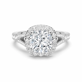 Chic Fit Cushion Cut Split Shank Moissanite Halo Engagement Ring