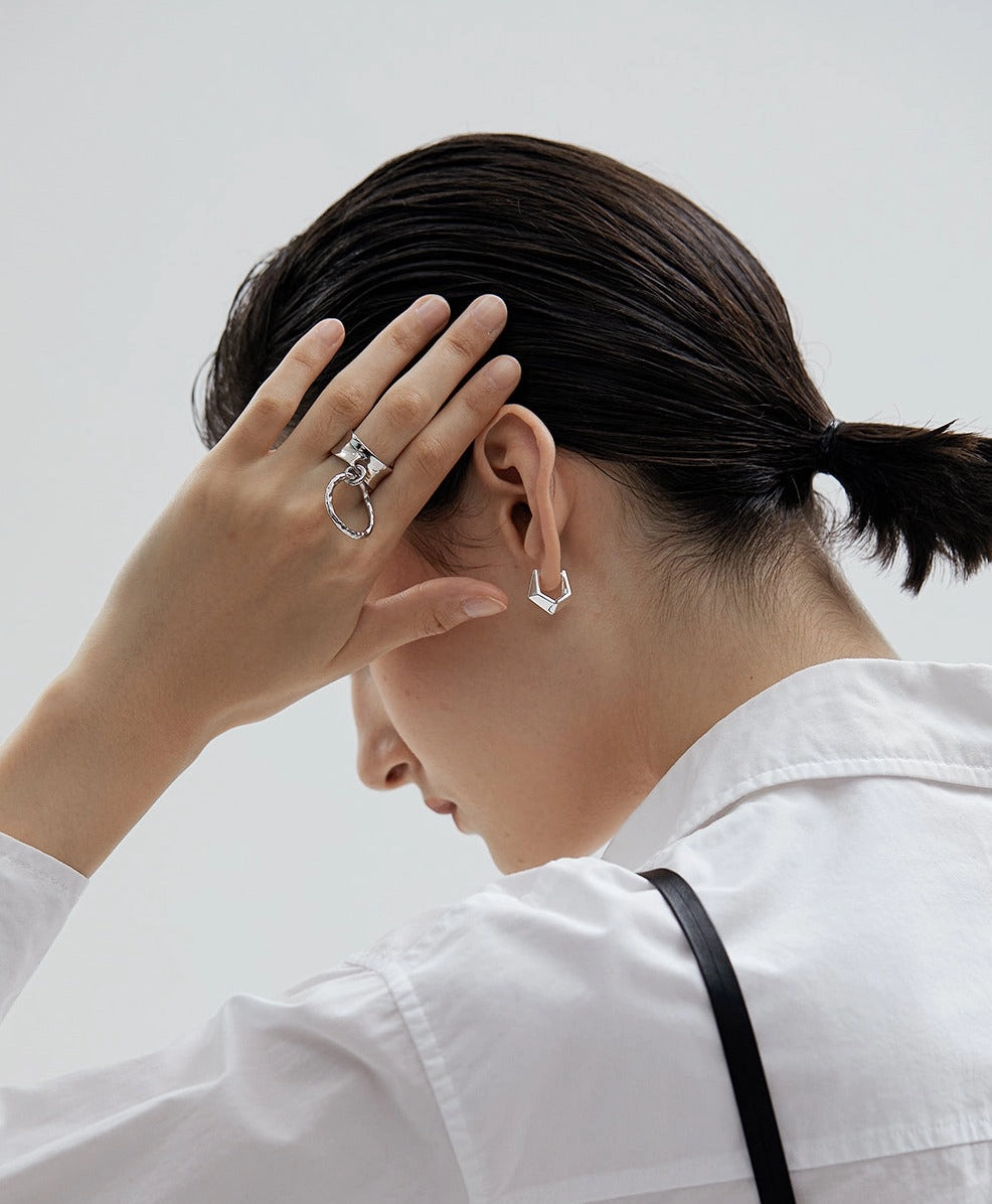 Polygonal Spearhead Dainty Hoops 18K Comfortable Element Rustic Decoration