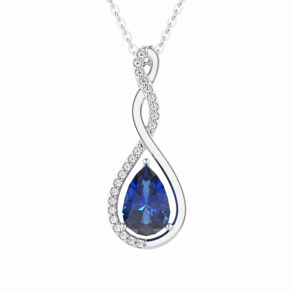 1.61 CT. Twisted Infinity Floating Blue Sapphire Drop Pendant Day To Day